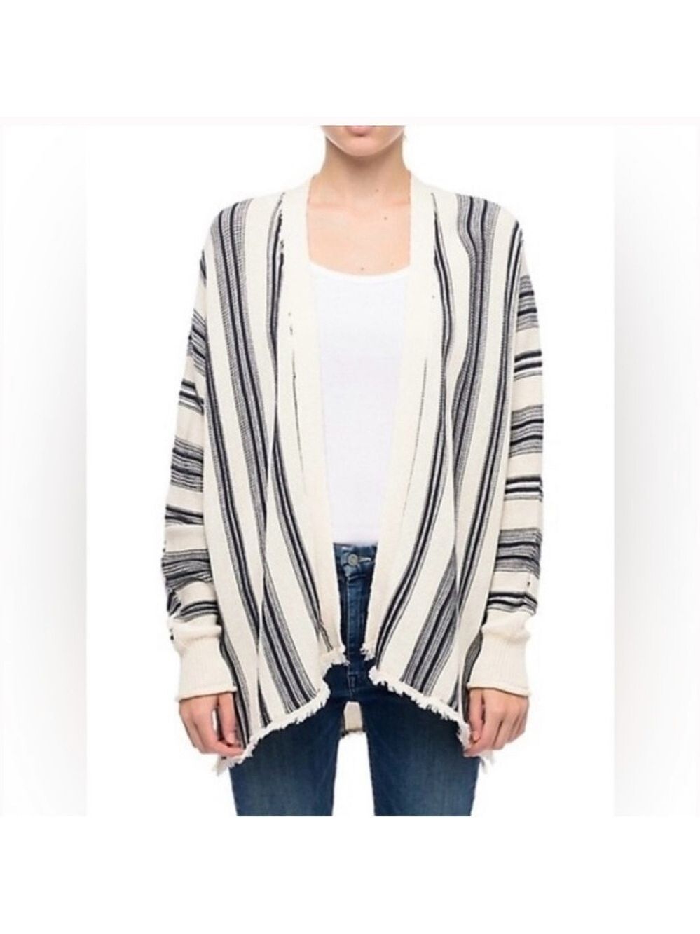 John + Jenn | Harrison Open Cardi in Sailor Stripe  Revolve Sz Medium